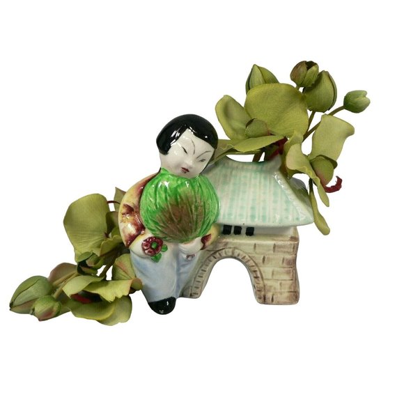 Asian Pocket Planter Japan Hand Painted Chop Marked - Picture 12 of 12